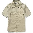 GRANDWISH Boys Short Sleeve Button-Down Shirt, Kids Work Shirt, Khaki 6-14