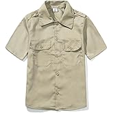 GRANDWISH Boys Short Sleeve Button-Down Shirt, Kids Work Shirt, Khaki 6-14