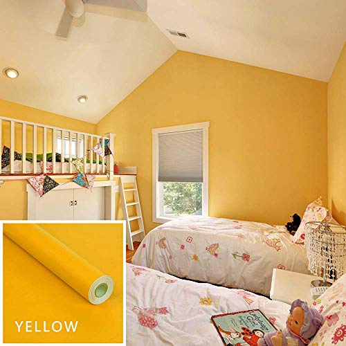 vmree 23.6"Ã—39.4" Solid Color PVC Removable Wallpaper Matte Finish Self-Adhesion Stoving Varnish Sticker DIY Writable Morden Interior Wall Decorative Covering (Yellow)