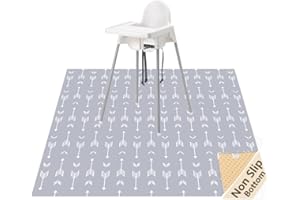 WOMUMON Baby Splat Mat for Under High Chair and Arts and Crafts, 51" Waterproof Wipeable Floor Protector, Anti-Slip Washable Splash Mat