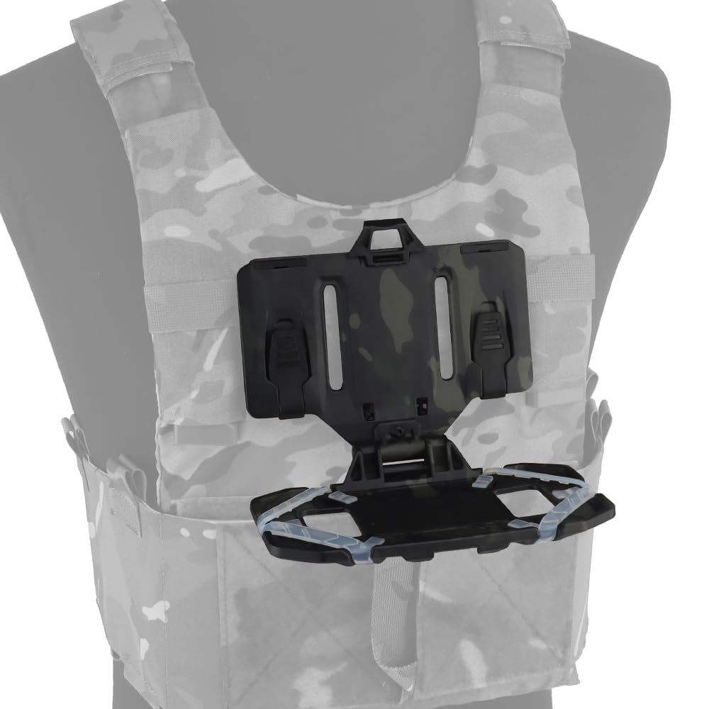 Shanyingquan Tactical Vest Phone Holder, Universal Molle Chest Cell Phone Board Folded Navigation Board Phone Mount for Screen Size 4.7-6.7in for Vest Holder