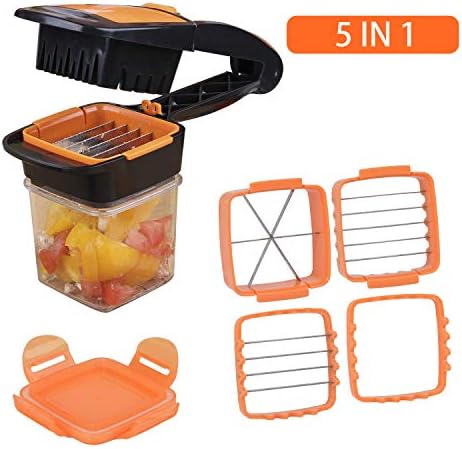 Nicer Dicer Quick, LONGMADA 5 In 1 Vegetables Cutter Fruits Cutter Chopper Slicer Column Egg Cutter Perfect for Kitchen (Orange)
