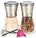 Premium Salt and Pepper Shakers 6 Oz -Just Add Summer- Salt and Pepper Grinder/Mill Set - 3 Grade Adjustable Ceramic Rotor - BUNDLE WITH - Peeler, Funnel, eBook and Cleaning Brush by Mys Homeware