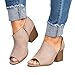 FISACE Women Slip On Fashion Vegan Suede Cut Out Peep Toe Chunky Block Stacked Low Heel Ankle Booties (9 B(M) US, Khaki)