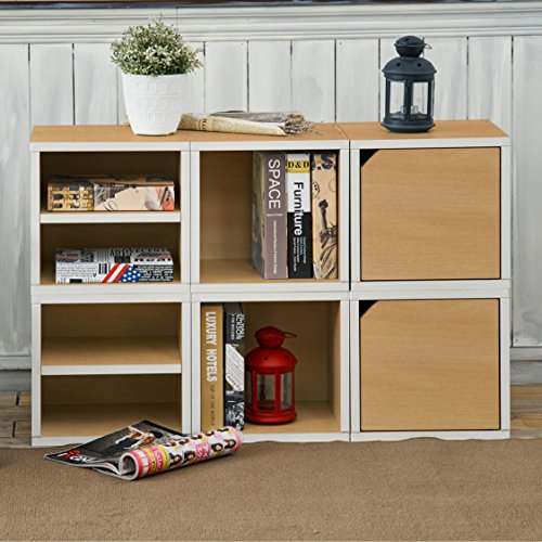 Way Basics Eco Stackable Connect Storage Cube with Door, Natural/White
