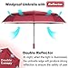 BANANA Compact Travel Rain Umbrella - Folding Windproof Durable Portable Travel Size Umbrellas Auto Close/Open Double Canopy Vented with Teflon Coating Collapsible Lightweight Unbrella for Women(Red)