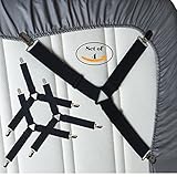 RayTour Bed Sheet Holder Straps, Adjustable Bed Sheet Fastener and 3 Way Mattress Cover Holder Fasteners the Triangle Bed Sheet Keeper with Heavy Duty Grippers Clips (Triangle – Black- Set of 4)