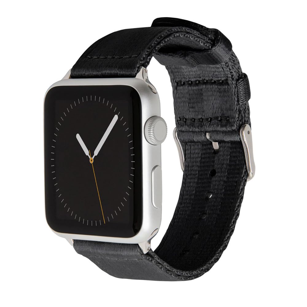 Archer Watch Straps - Seat Belt Nylon Straps for Apple Watch (Black, Stainless, 40/41/42mm)