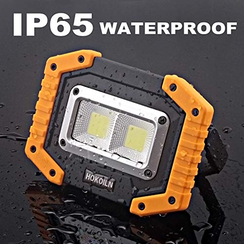 LED Work Light, HOKOILN 2 COB 30W 1500LM Rechargeable Work Light, LED Portable Waterproof LED Flood Lights for Outdoor Camping Hiking Emergency Car Repairing and Job Site Lighting (2 Pack)