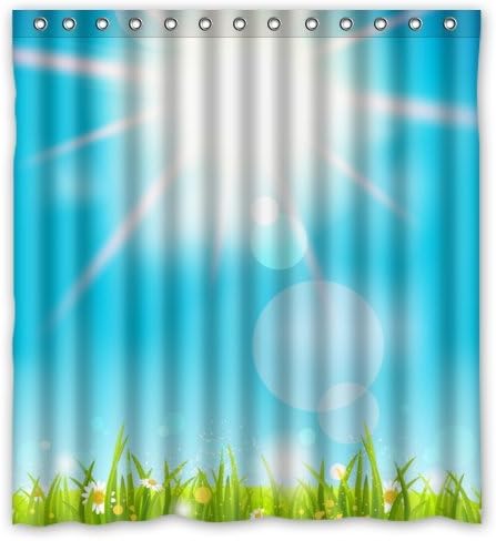 Cool And Fresh Bright Sunshine Light Cute Flowers In Grass Shower Curtain 66"x72" Waterproof Polyester Fabric Custom Shower Curtain
