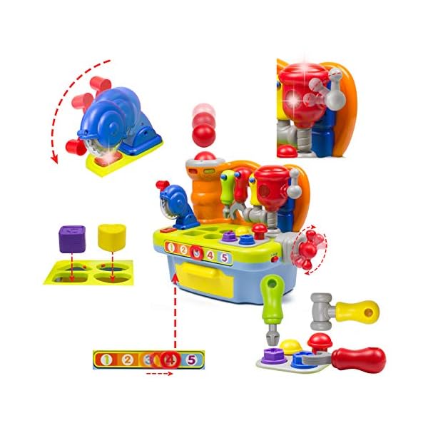 woby multifunctional musical learning tool workbench toy set for kids with shape sorter tools