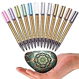 Metallic Marker Pens, MISULOVE Set of 10 Colors(12 Pcs) Paint Glitter Pen for Art Supplies, Scrapbooking Paper, Rock Painting, Adult Coloring Books - Medium Tip