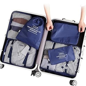 PROMUN Travel Packing Cubes, 6 Set Luggage Organizer with Laundry Bag, Compression Pouches, Waterproof, Rip Resistance…