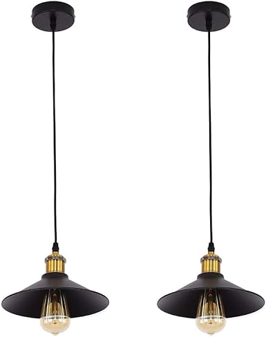 Saipis Black Pendant Lights Industrial Hanging Light Fixtures Small Ceiling Lighting With Metal Shade For Kitchen Island Farmhouse Barn 2 Pack Amazon Com
