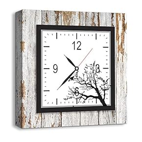 Canvas Wall Art Abstract Cute Clock Painting Artwork for Home Prints Framed - 12x12 inches