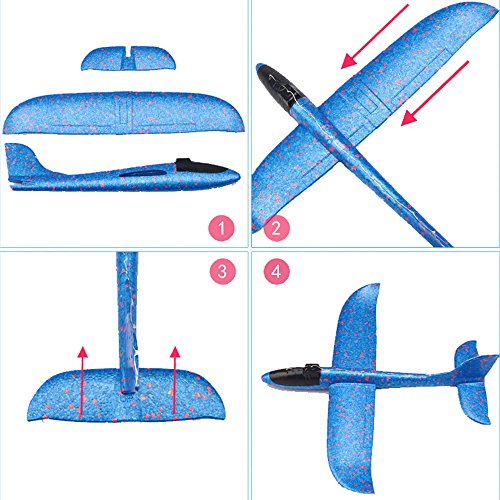 image for WenToyce 4 Pack Throwing Foam Airplanes, 13.7 Inches 2 Flight Mode Gli