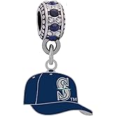 Seattle Mariners Logo Charm Compatible With Pandora Style Bracelets. Can also be worn as a necklace (Included.)