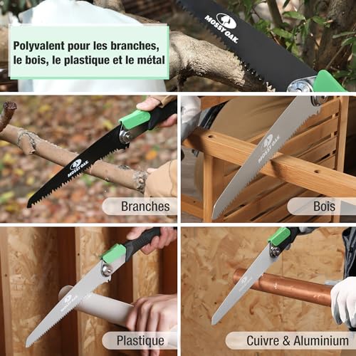 Mossy Oak Pruning Saw, 3 in 1 Multifunctional Folding Saw for Pruning, Gardening, Cutting Wood, Pipes, PVC, Non-Ferrous Metal, Camping Use