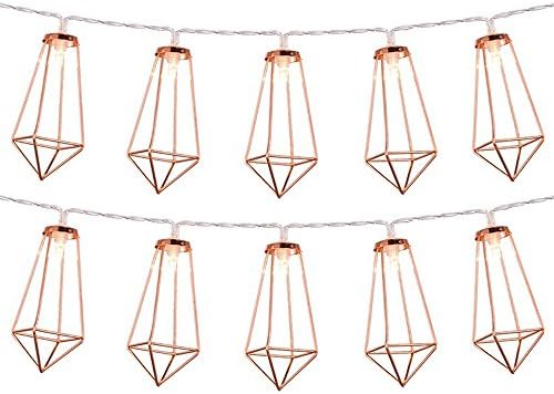 LuxLumi Diamonds are Forever Rose String Lights Gold & Wire Caged Soft White 20 LED Rustic Farmhouse Bedroom Nursery Dorm Home Décor Teen Kids Baby Fall Decorations (Pack of 2)