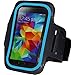 i2 Gear Cell Phone Armband Case for Running - Workout Phone Holder with Adjustable Arm Band and Reflective Border - Medium Armband for iPhone 8, 7, 6, 6S, Galaxy S6, S5, Cyan