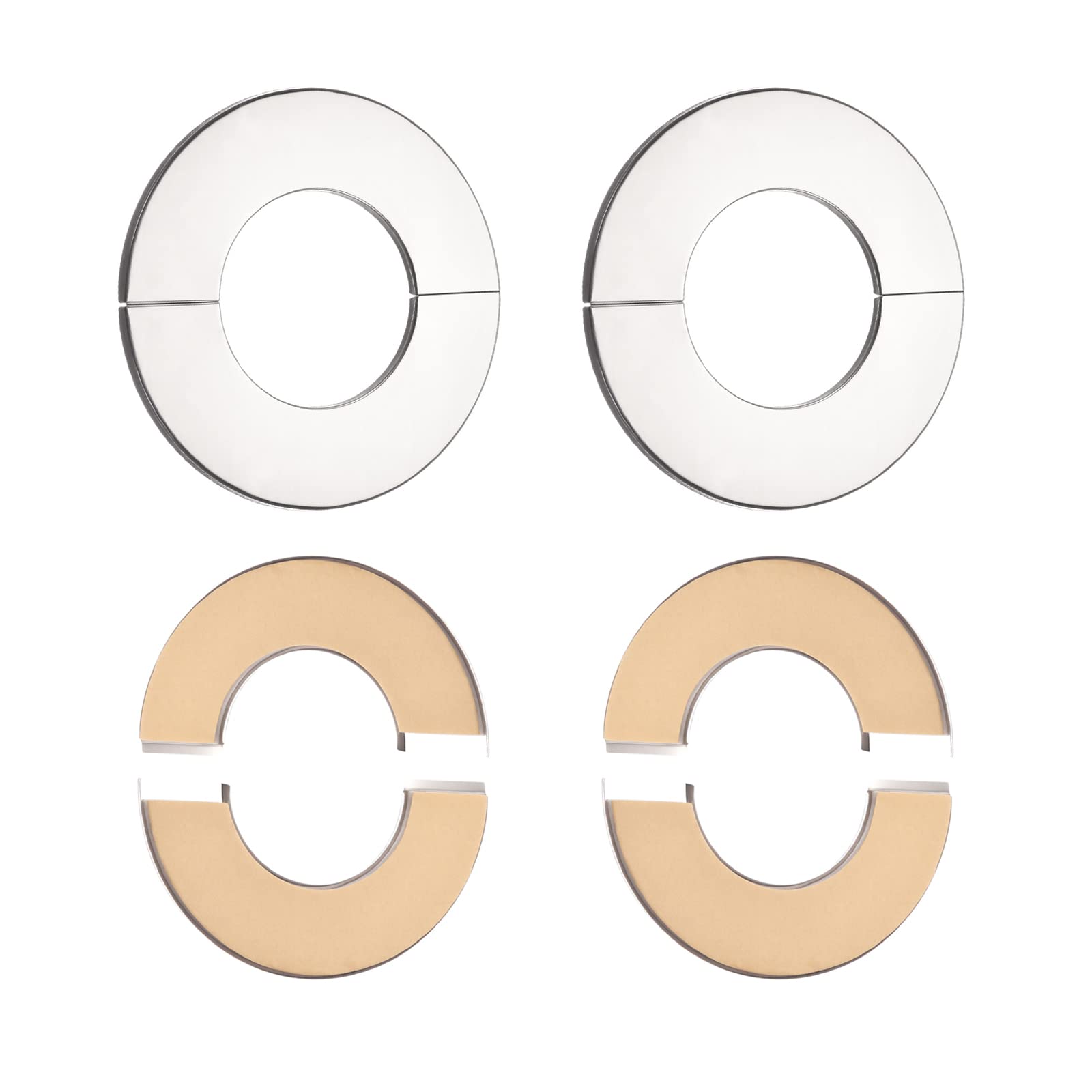 DTGN 150x5mm(DxT) Wall Split Flange - 4Pack - Good for Bathroom Kitchen 100mm Dia Pipe - Stainless Steel Round Escutcheon Plate - Silver Tone