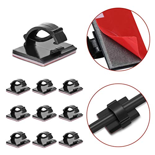 JIRVY Self Adhesive Cable Clips Black Management Wire Clip Cord Holder 100 Pack (Black)