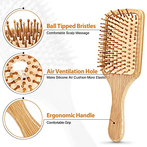 Pack of 2 Bamboo Hair Brushes, 100 Natural Ecofriendly Hair Brush
