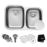 KRAUS Outlast MicroShield Scratch-Resist Stainless Steel Undermount 60/40 Double Bowl Sink, 32