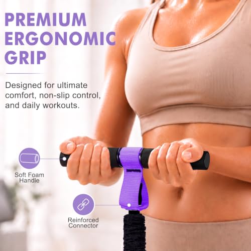 NTIUYOT Upgraded Durable Pedal Resistance Band with Handle, Thickened Latex Tubes and Soft Foam Fabric Foot Pedal, Sit Up Exercise Equipment for Abdomen, Waist, Arm, Core/ABS, Leg, Physical Therapy