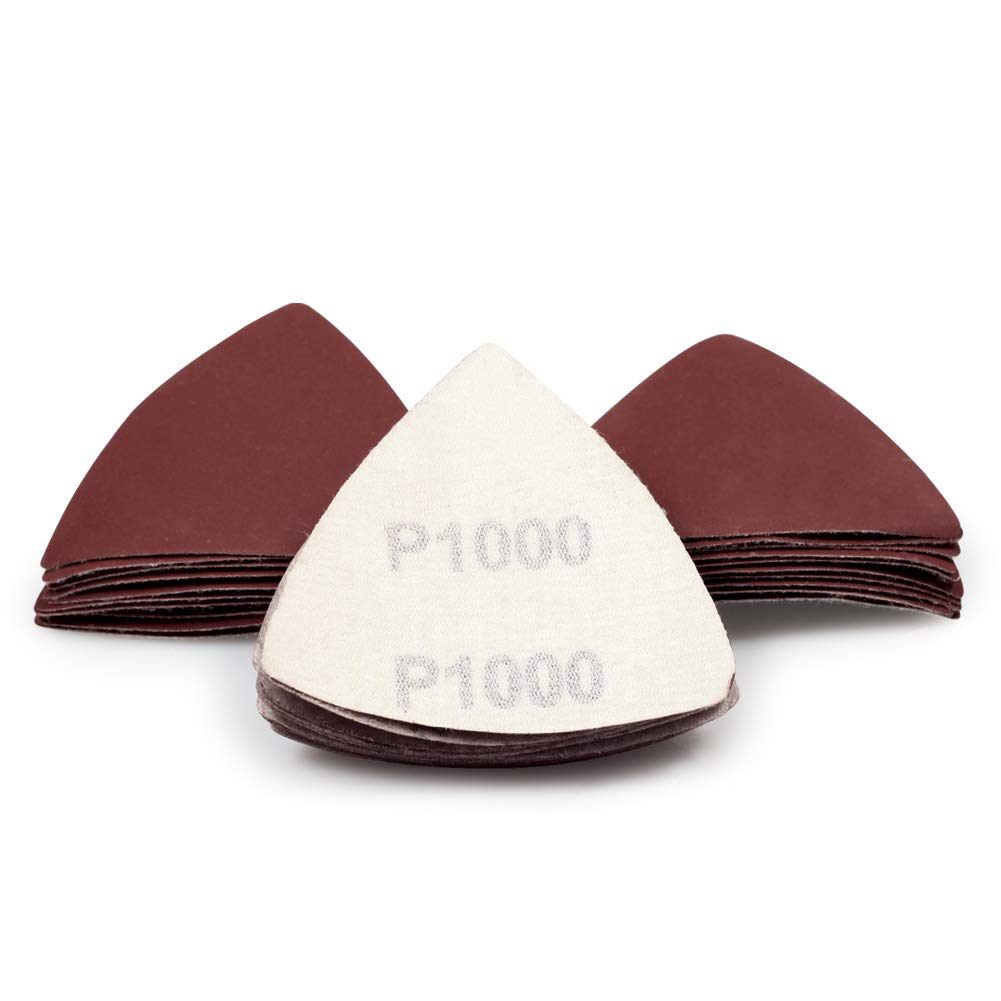 SPEEDWOX 30 Pcs Hook and Loop Triangle Sandpaper 1000 Grit 80mm 3-1/8 Inches for Oscillating Multi Tool Detail Sander Sanding Discs Triangle Sanding Pads — image 1
