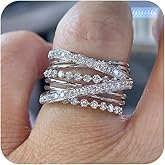 RKKOJJO 925 Sterling Silver Interweave Cubic Zirconia Ring Diamond Ring Engagement Ring Wedding Band Rings for Women