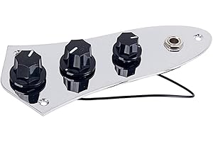 Alnicov Prewired Bass Guitar Pickup Set Plus Control Plate System， With Cap For Fd Jazz Bass J Style Bass Guitar