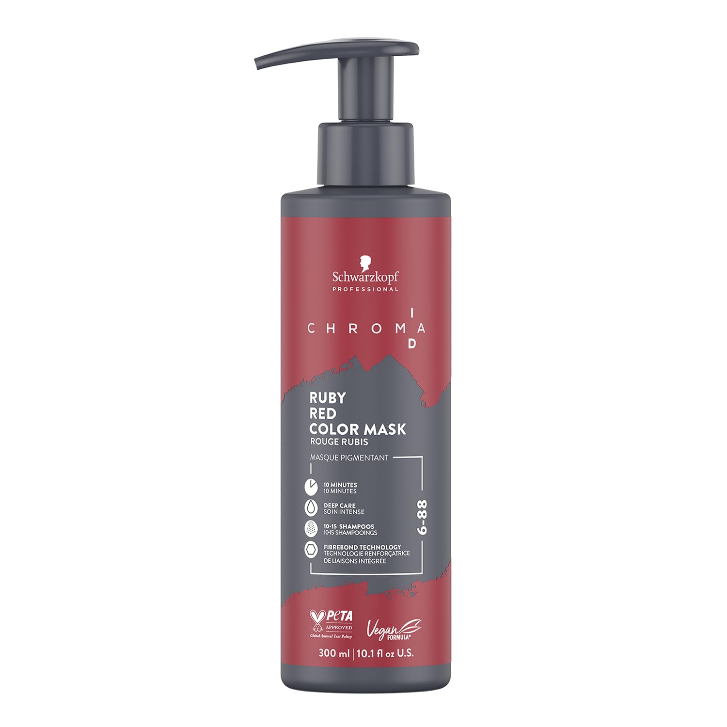 Schwarzkopf Professional CHROMA ID Bonding Color Mask Semi Permanent Mix And Tone Color System Toning Enhancing Refreshing Intense Care Deep Conditioning Shine Vegan Formula 6-88 Ruby Red 300 ml