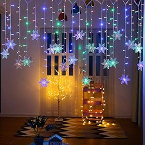 Allamp Outdoor Xmas Sneeuwvlok LED String Lights Flashing Lights Gordijn Licht Waterdichte vakantie Partij Connectable…