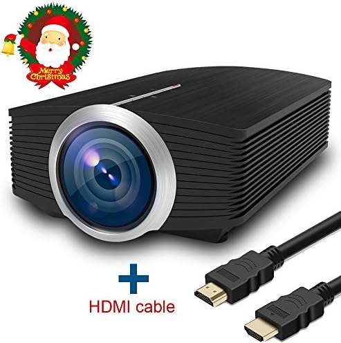 Full HD Video Projector, Boscheng 1080P Portable Movie Projector LCD 1600 Lumens Multimedia Projector with HDMI VGA USB AV inport For Home Cinema Entertainment With HDMI Cable