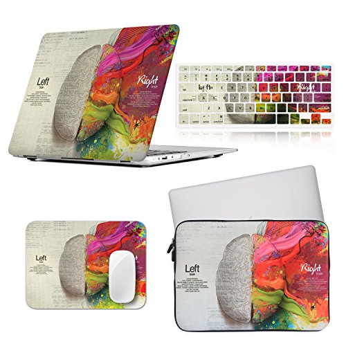 iCasso 4 in 1 Bundle Macbook Pro 13"Art Printing Hard Shell Case,Sleeve Bag,Silicone Keyboard Cover with Mouse Pad For Macbook Pro 13 inch Model A1278 With CD-ROM (Left and Right Brain)