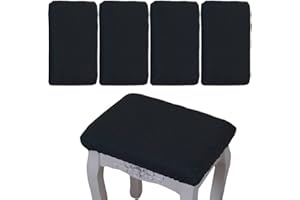 DEBRUYNE ANWUCHEN Stool Covers Rectangl,4 Pack Stretch Rectangle Bar Stool Covers Elastic Vanity Stool Cover Jacquard Chair Seat Slipcover Counter Stool Covers Saddle Seat Cover for Wooden Metal Bench(Black)