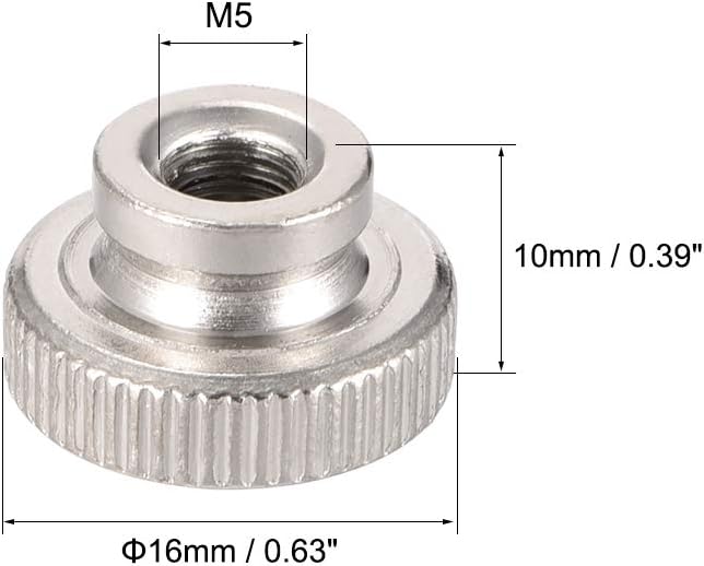 sourcing map Knurled Thumb Nuts, 10Pcs M5x0.8mm Iron Round Knobs Fasteners for 3D Printer Parts, Silver Tone - Image 4