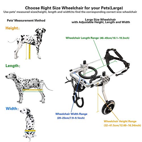 image for Anmas Home Adjustable Dog Wheelchair for Small Dogs Hip Height 13