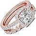 AONEW Engagement Wedding Halo Ring Set Rose Gold 2pcs 1.5ct Princess White Cz Size 5-12
