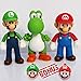 PantShop Super Mario Toys - Mario & Luigi Figurines - Yoshi & Mario Bros Action Figures - Set of 3 Mario PVC Toy Figures for Kids & Adults - Premium Cake Toppers + 2 Keychains - Great Geek Present