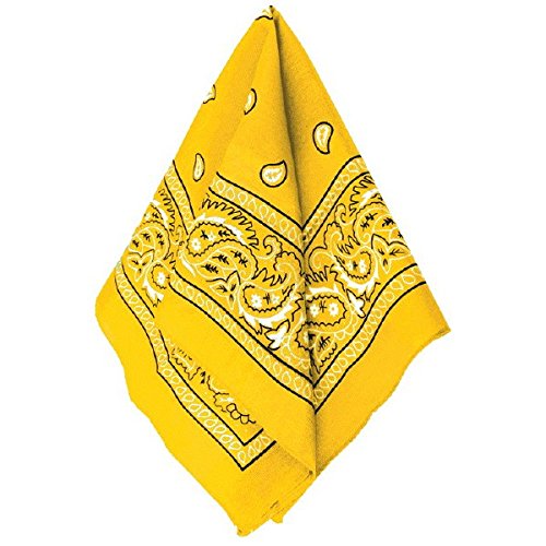 Multi-Purpose Bandana Western Cowboy Costume Party Headwear, Yellow, Fabric, 20" x 20".