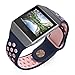 UMTELE Compatible for Fitbit Ionic Band, Two-Toned Perforated Strap Breathable Accessory Wristband with Quick Lock&Release Buckle Replacement for Fitbit Ionic Smart Watch, Small, Blue/Pink