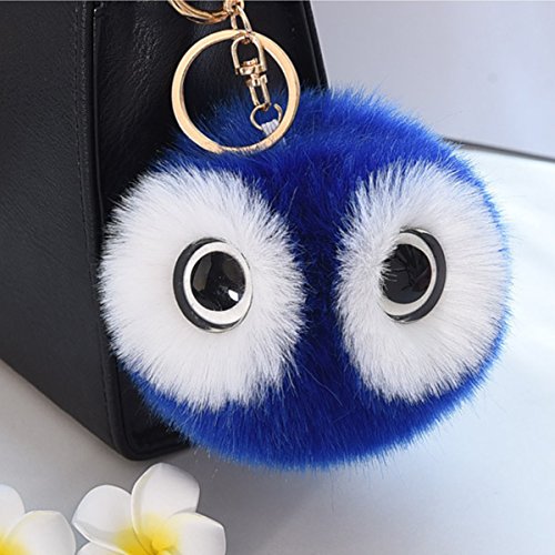 5.2" Lovely Big Eyes Panda Pom Pom Puff Ball Car Keyring Keychain, Bag Purse Charm Key Chain