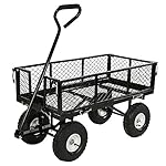 Sunnydaze Utility Cart with RemovableFolding Sides, Black, 34 Inches Long x 18 Inches Wide, 400 Pound Weight Capacity