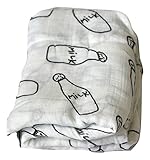 Bamboo Cotton Muslin Softest Swaddle Blanket Milk Bottle Print by Loved Littles