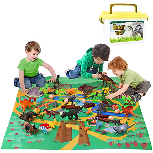 Dinosaurier Spielzeug Set, Realistische Dinosaurier Figur mit Pflanze Karte Schachtel Party Dekoration Modell Geschenke…