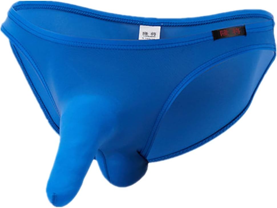 Men Midiem Waist Sexy Ice Silk Bullet Separation Triangular JJ Sets Blue