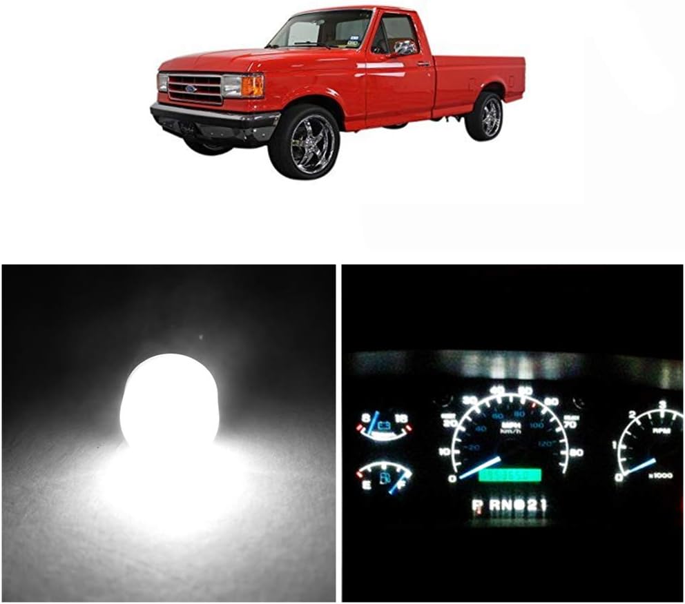 WLJH Bright White Instrument Panel Cluster Gauge Dash Led Light Bulb Kit Package Replacement for Ford F150 F250 F350 1982-1998