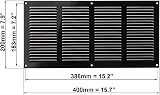 EUROPLAST 400x200mm Black Metal Air Vent Grille with Insect Mesh view 2